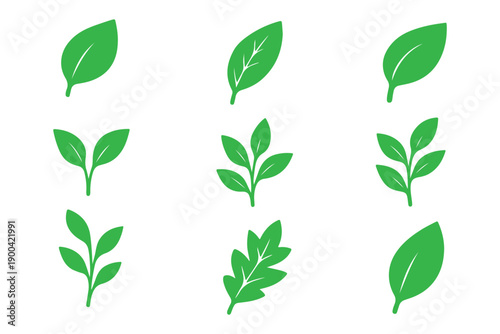 Green leaf ecology nature element vector icon set, Leaf Icon pack, green leaf ecology nature element vector