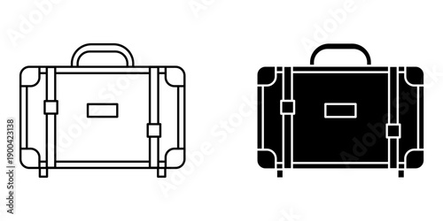 suitcase icon set on white background