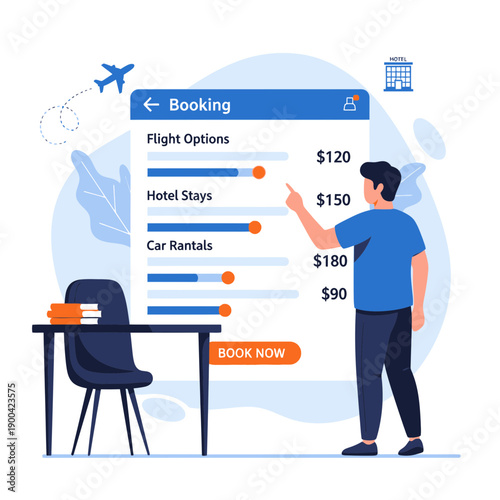 Digital Travel Planning And Booking Interface Illustration