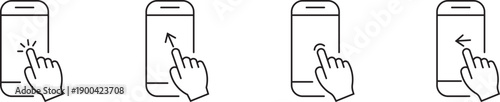 Set of four icons showing different touch gestures. Set of four icons showing 