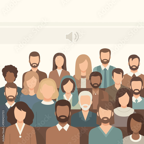 Diverse Crowd Attending A Meeting Or Presentation