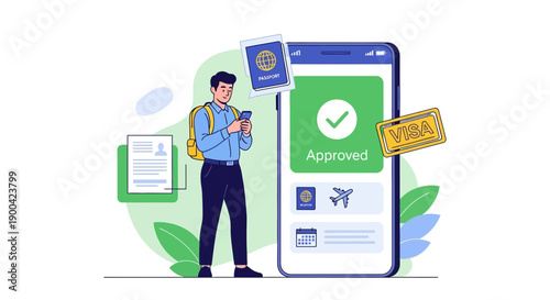 Digital Visa And Passport Approval For Travel Applications Online Using Smartphone
