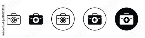 Medical box icon logo design. Medical suitcase sign and symbol. First aid icon