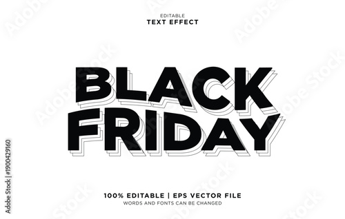Editable Black Friday text effect vector with typhography for marketing