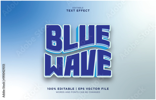 Editable vector text effect with blue wave typography in a gradient background