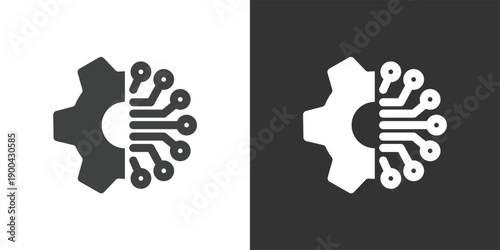 Digital Technology Integration icon. Solid glyph series icon
