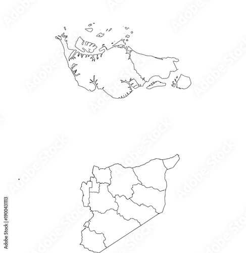 Vector Map Set of Northern Germany Mecklenburg-Vorpommern and Sri Lanka Districts Silhouette