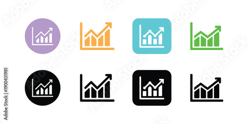 Wallpaper Mural A collection of eight different colored graph icons with arrows pointing upwards Torontodigital.ca