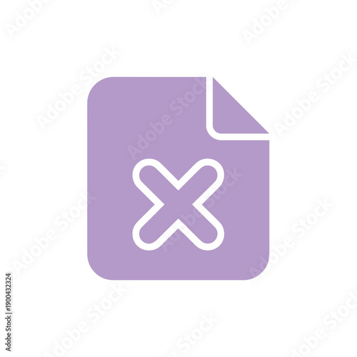 A purple file icon with a white X symbol on a plain white background indicating deletion