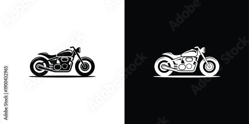 A white motorcycle illustration on a black background for design use
