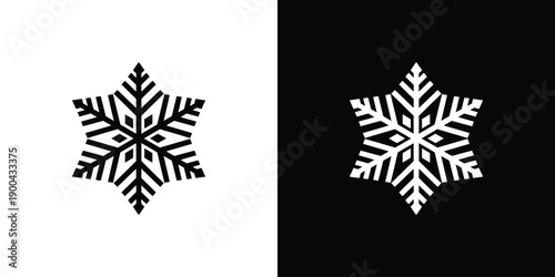 Black and white snowflakes on contrasting backgrounds for winter designs