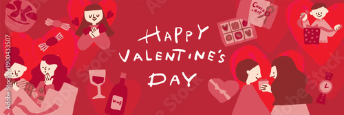 Illustration templates for people celebrating Valentine's Day