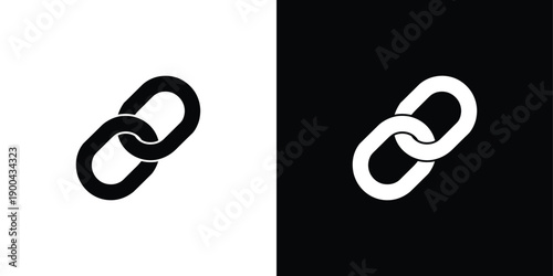Two chain links in black and white on split background colors