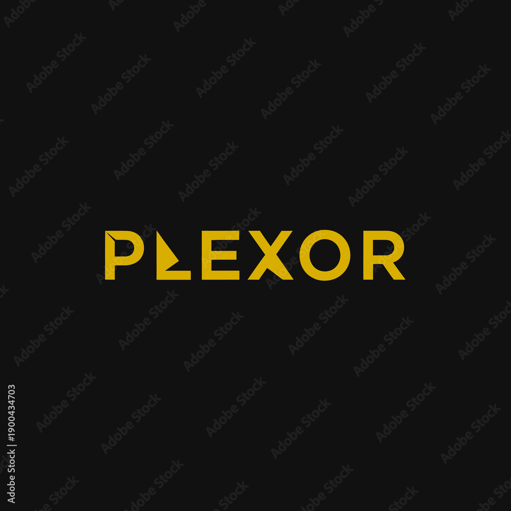 Fototapeta premium Plexor Geometric Cutout Gold Luxury Tech Brand Logo. Vector Logo Design.