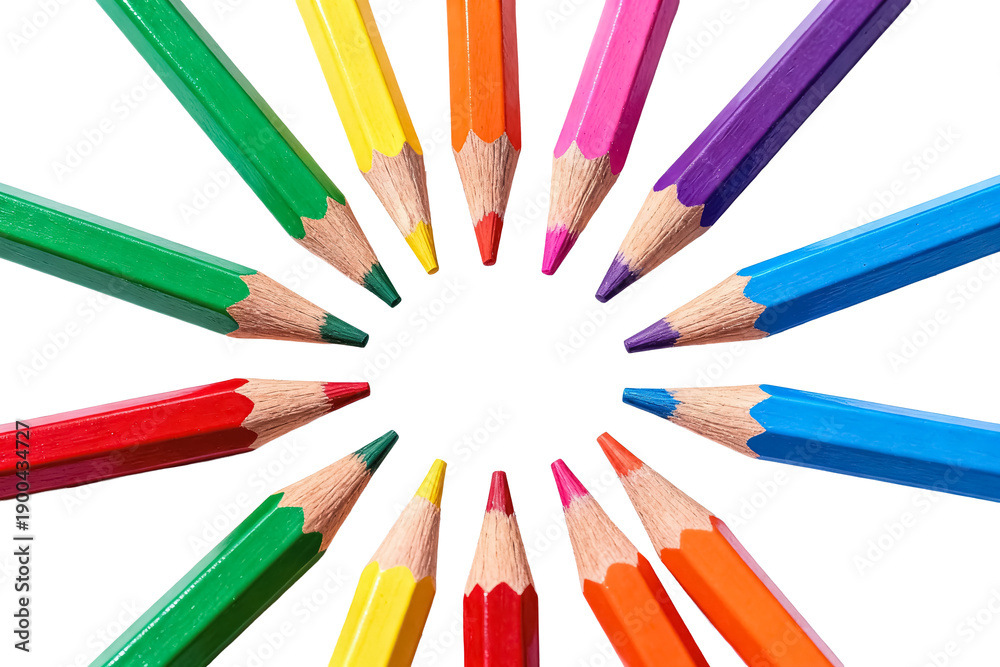 Fototapeta premium Colorful Colored Pencils Arranged in Circle