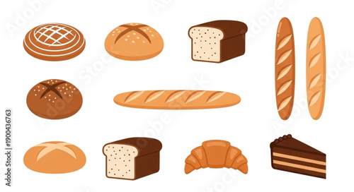 Assortment of Freshly Baked Bread and Pastries Collection.
