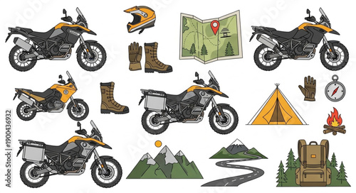 Adventure Motorcycle Gear and Equipment Collection.