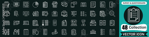 Business Survey and Customer Feedback Questionnaire Line Vector Icon Set for Market Research and Quality Evaluation