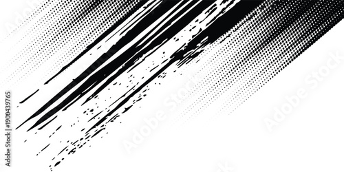 Abstract Black and black Dirty Grunge Background with Halftone Effect. Sports Background with Brush Stroke Illustration