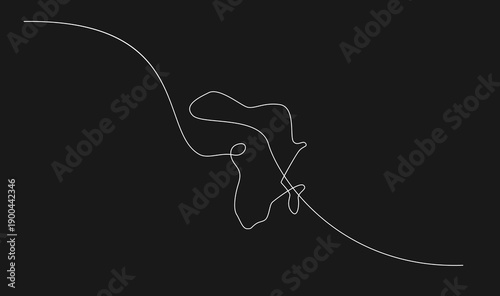 Minimalist Continuous Line Art Map of Africa on Black Background