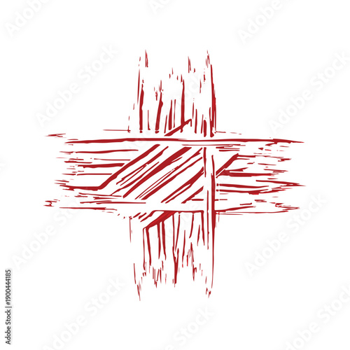 Creative Painted Red Cross Graphic for Emergency and First Aid Concepts