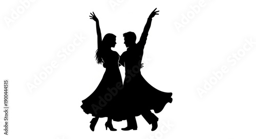 Silhouette of a couple dancing ballroom elegantly.