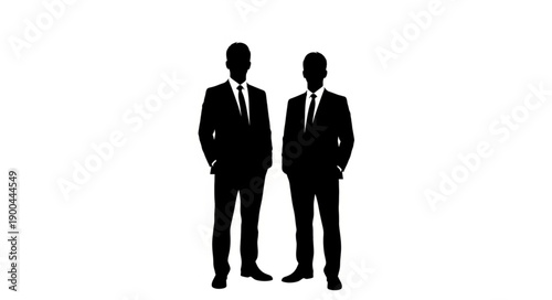 Two businessmen standing together in silhouette.
