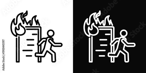 Evacuation Icon White And Black Background Style