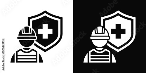 Work Safety Icon White And Black Background Style