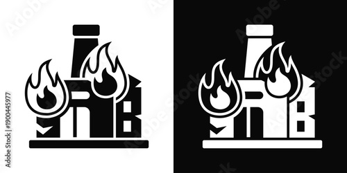 Fire Icon White And Black Background Style