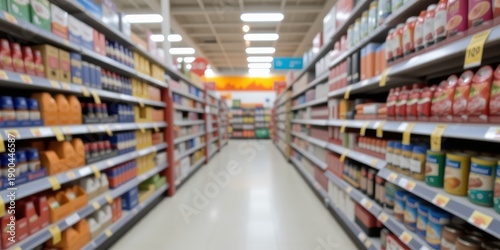 Wallpaper Mural Supermarket aisle filled with various packaged goods and condiments on shelves. Torontodigital.ca