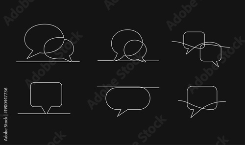 Minimalist Line Art Chat Bubble Icons Set for Communication and Messaging