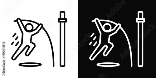 Pole vault Icon White And Black Background Style