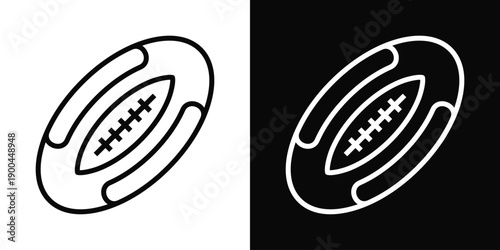 Rugby ball Icon White And Black Background Style