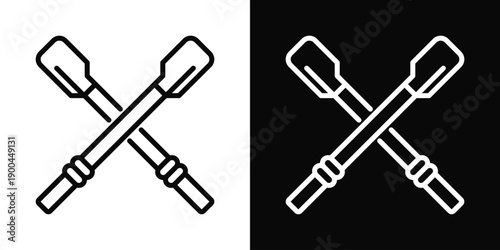Oars Icon White And Black Background Style