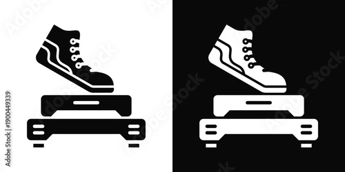 Aerobic Icon White And Black Background Style