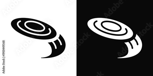 Frisbee Icon White And Black Background Style