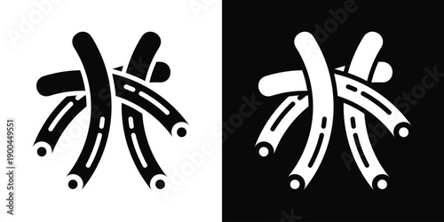 Noodles Icon White And Black Background Style
