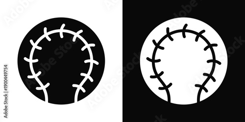 Baseball Icon White And Black Background Style