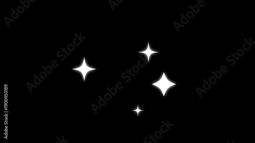 Twinkling White Sparkle Stars Animation in Retro Vector Cartoon Style on Transparent Alpha Background 4K Seamless Video