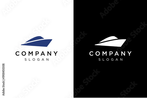 silhouette ship simple logo design