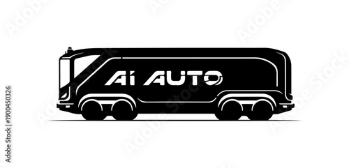 AI Auto Futuristic Black Vector Bus Silhouette Logo