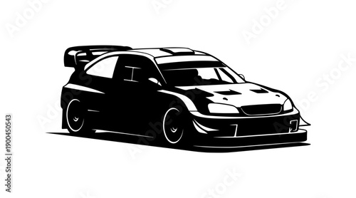 Black Vector Silhouette Race Car Illustration