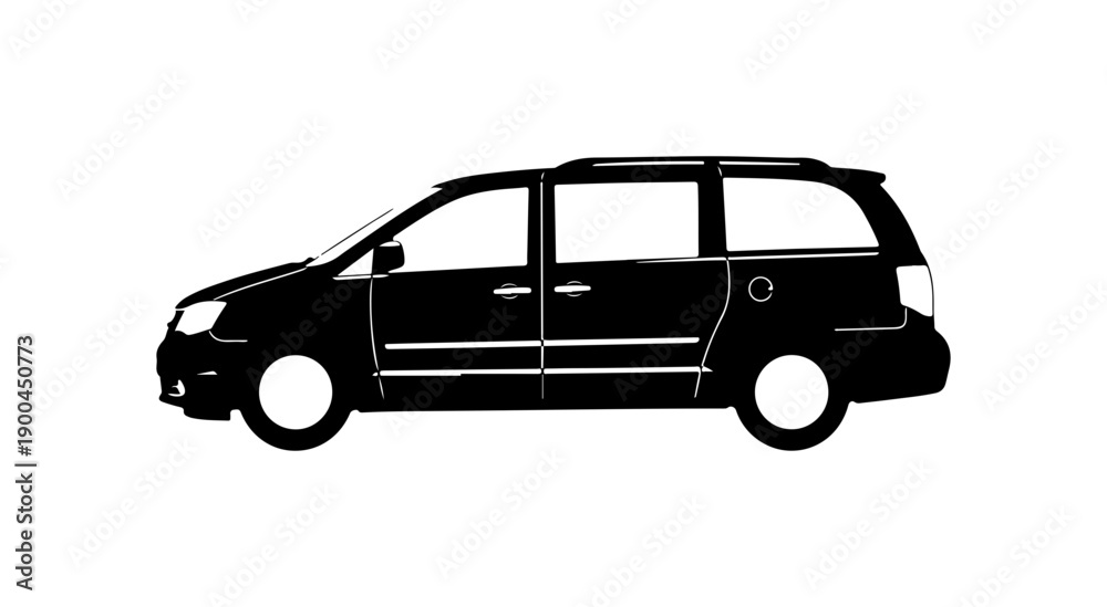 Fototapeta premium Black Vector Silhouette Minivan
