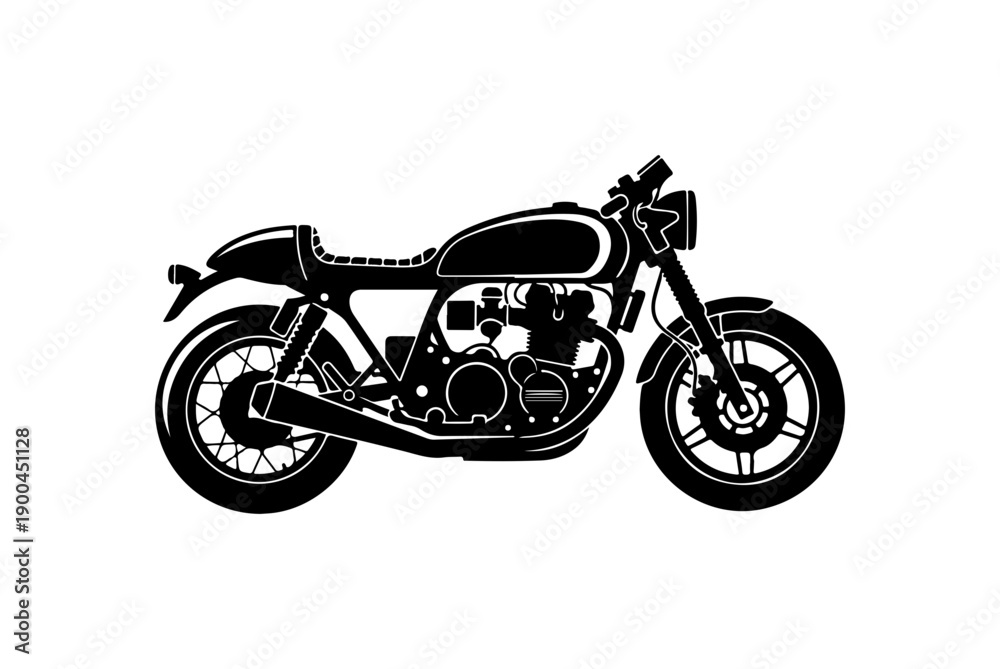 Obraz premium Black Vector Silhouette Classic Motorcycle Illustration