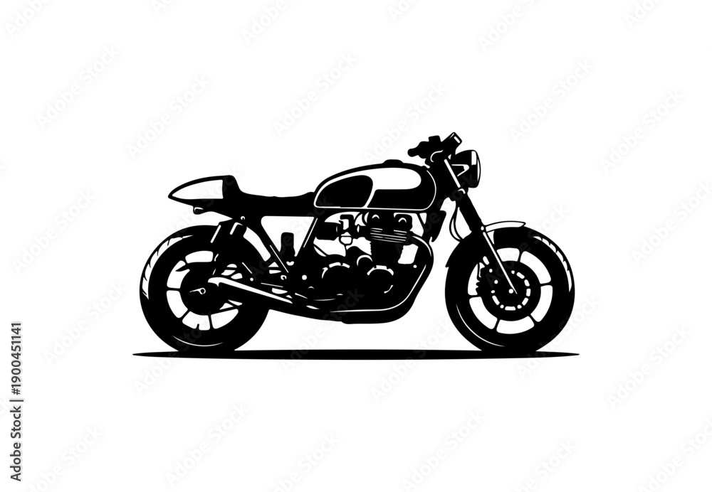 Obraz premium Classic Motorcycle Vector Silhouette in Black and White