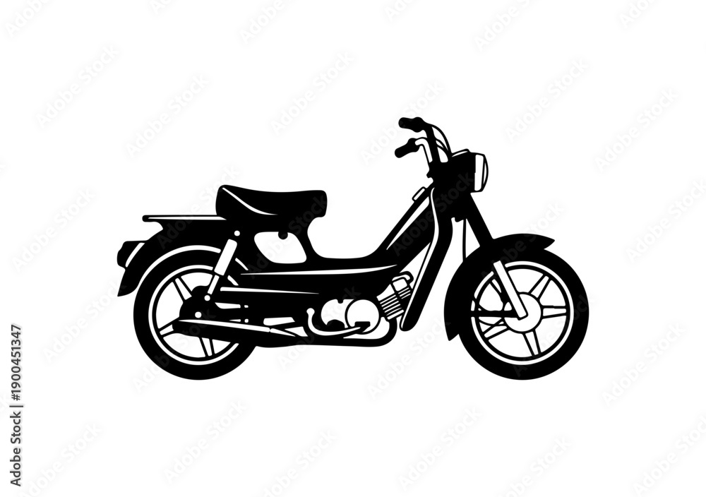 Obraz premium Minimalist Black Vector Motorcycle Silhouette
