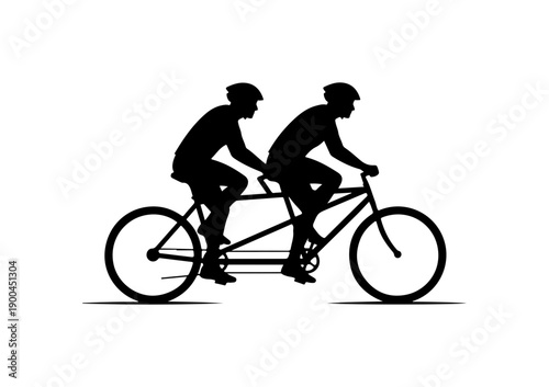 Two Cyclists Silhouette Vector Illustration