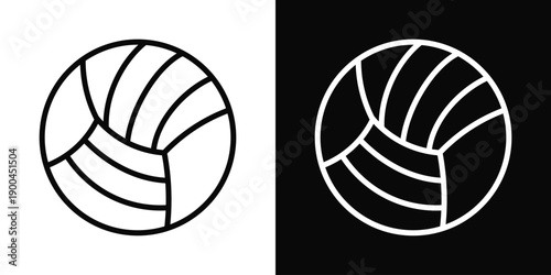 Volleyball Icon White And Black Background Style