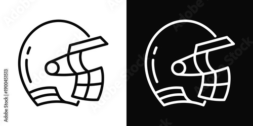 Football helmet Icon White And Black Background Style